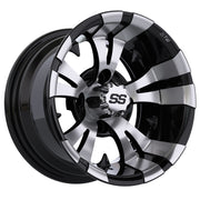 Vampire 12 inch GTW golf cart wheel - Black / Silver