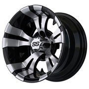 Vampire 12 inch GTW golf cart wheel - Black / Silver