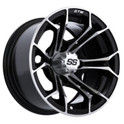 Spyder 12 inch GTW golf cart wheel - Black / Silver