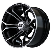 Spyder 12 inch GTW golf cart wheel - Black / Silver
