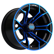 Spyder 12 inch GTW golf cart wheel - Black / Blue