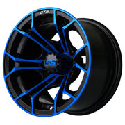 Spyder 12 inch GTW golf cart wheel - Black / Blue