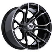 Spyder 14 inch GTW golf cart wheel - Black / Silver