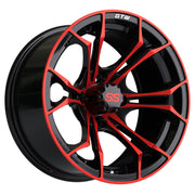 Spyder 15 inch GTW golf cart wheel - Black / Red