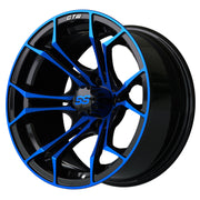 Spyder 15 inch GTW golf cart wheel - Black / Blue