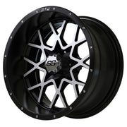 Vortex 14 inch GTW golf cart wheel - Black / Silver