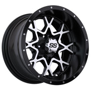 Vortex 12 inch GTW golf cart wheel - Matte Black / Silver