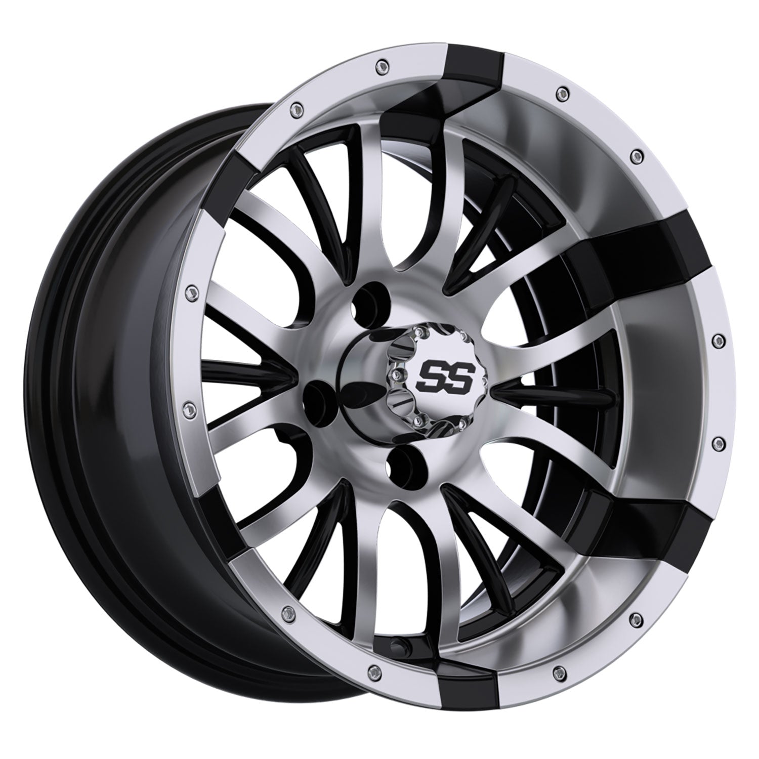 Diesel 14 inch GTW golf cart wheel - Silver / Black
