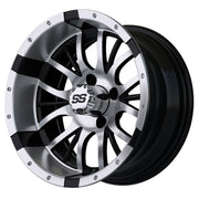 Diesel 14 inch GTW golf cart wheel - Silver / Black