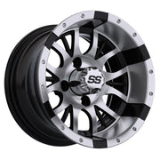 Diesel 12 inch GTW golf cart wheel - Silver / Black