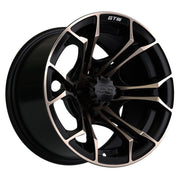 Spyder 12 inch GTW golf cart wheel - Matte Black / Bronze
