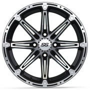 Element 14 inch GTW golf cart wheel - Silver / Black