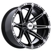 Element 14 inch GTW golf cart wheel - Silver / Black