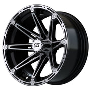 Element 14 inch GTW golf cart wheel - Silver / Black