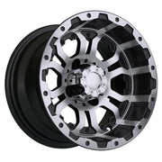 Omega 12 inch GTW golf cart wheel - Black / Silver