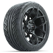 Madjax 15 inch Flow Form matte black wheels with Fusion GTR street tires - Set of Four