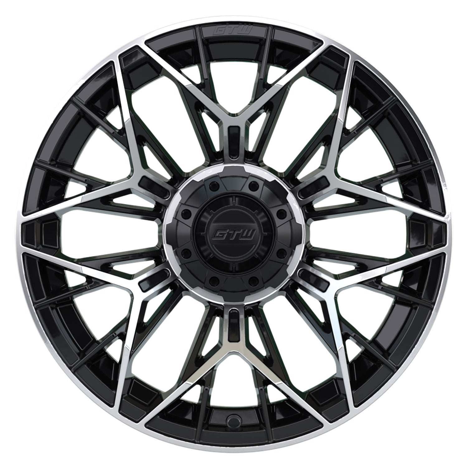Stellar 15 inch GTW golf cart wheel - Black / Silver