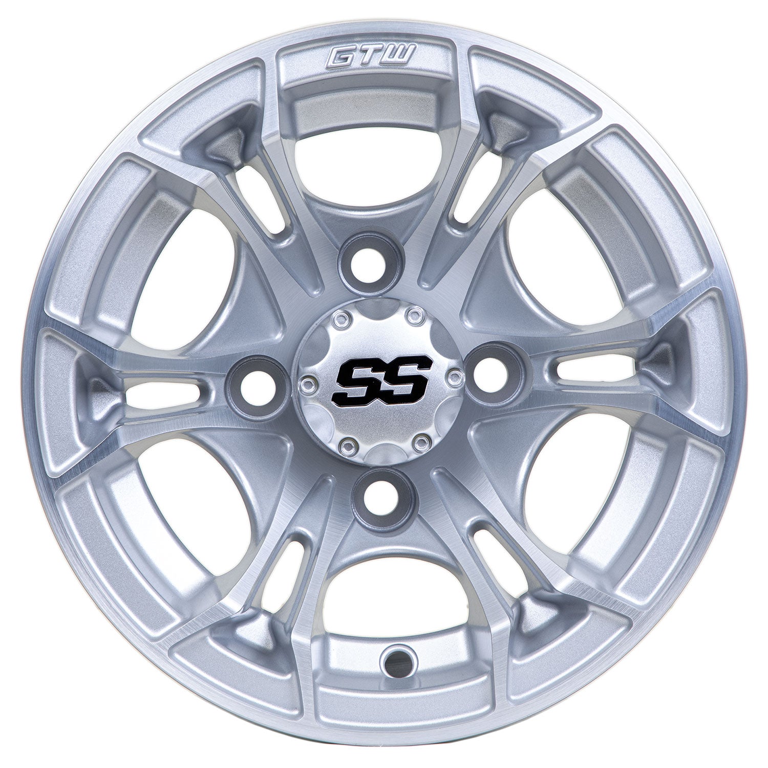 Spyder 10 inch GTW golf cart wheel - Silver Brush