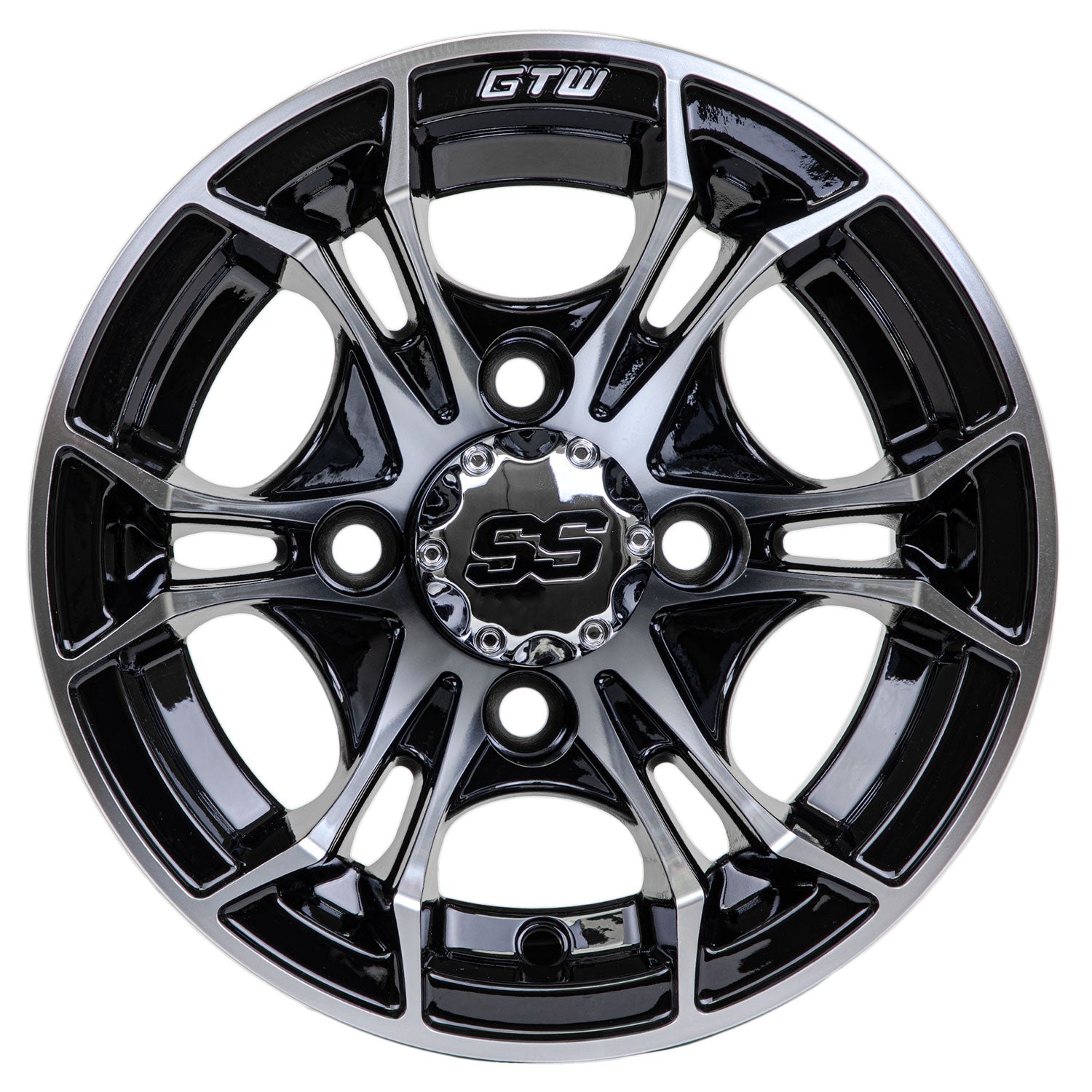 Spyder 10 inch GTW golf cart wheel - Black / Silver