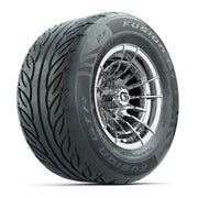GTW® Boost Chrome 12 in Wheels with 255/55-R12 Fusion GTR Steel Belt Radial Street Tires – Full Set