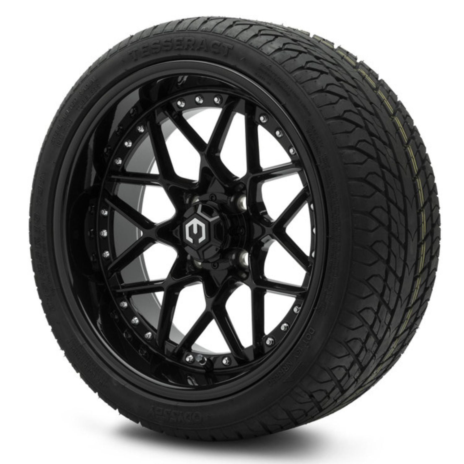 MODZ® 15" Formula Glossy Black Wheels & Street Tires Combo (Odyssey Tesseract Steel-Belted Radial 215/35-R15)