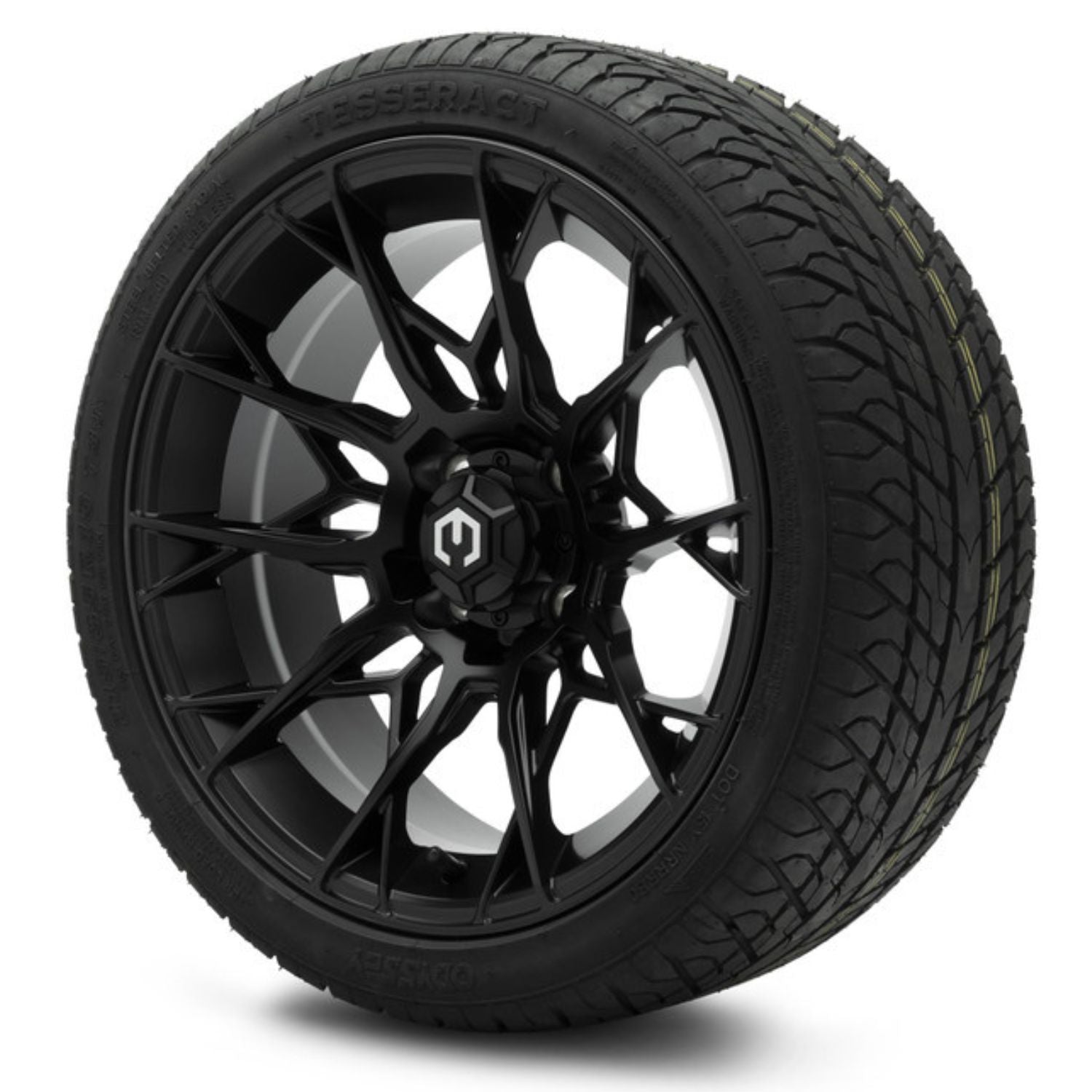 MODZ® 15" Chaos Matte Black Wheels & Street Tires Combo (Odyssey Tesseract Steel-Belted Radial 215/35-R15)