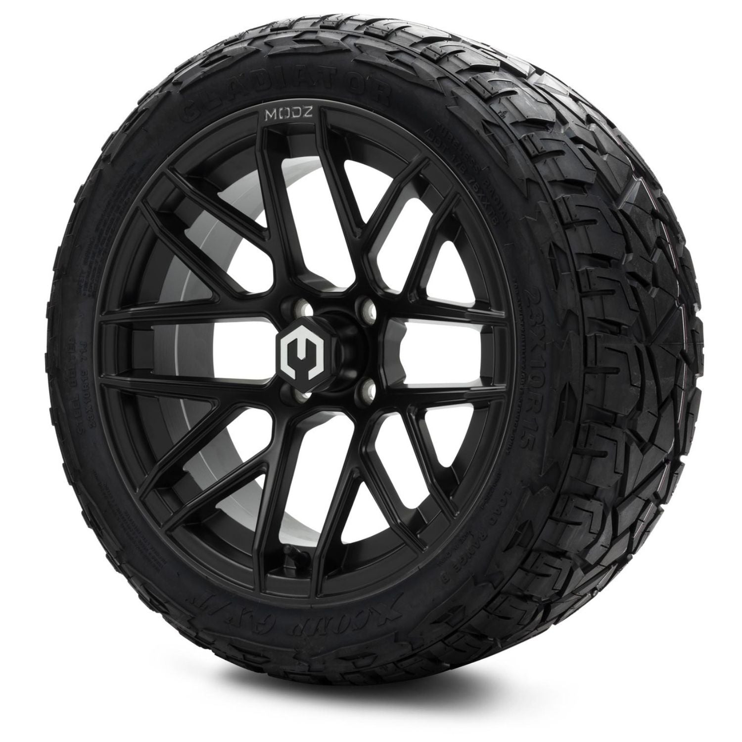 MODZ® 15" Matrix Matte Black Wheels & Off-Road Tires Combo (Xcomp Gladiator Steel Belted Radial 23x10-15)