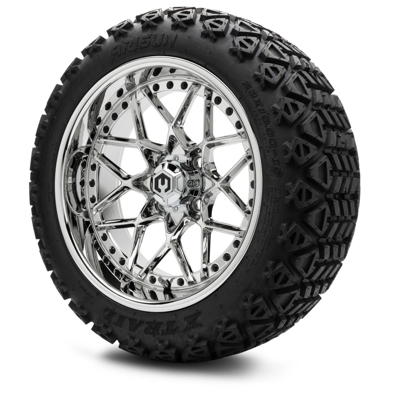 MODZ® 15" Formula Chrome Wheels & Off-Road Tires Combo (Arisun X-Trail All-Terrain 23x10-15)