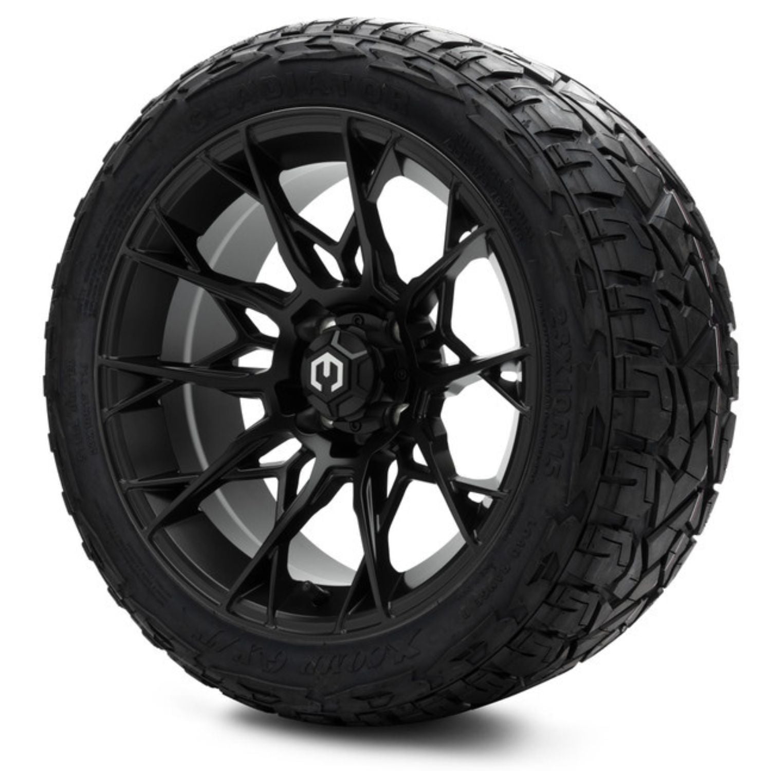 MODZ® 15" Chaos Matte Black Wheels & Off-Road Tires Combo (Xcomp Gladiator Steel Belted Radial 23x10-15)