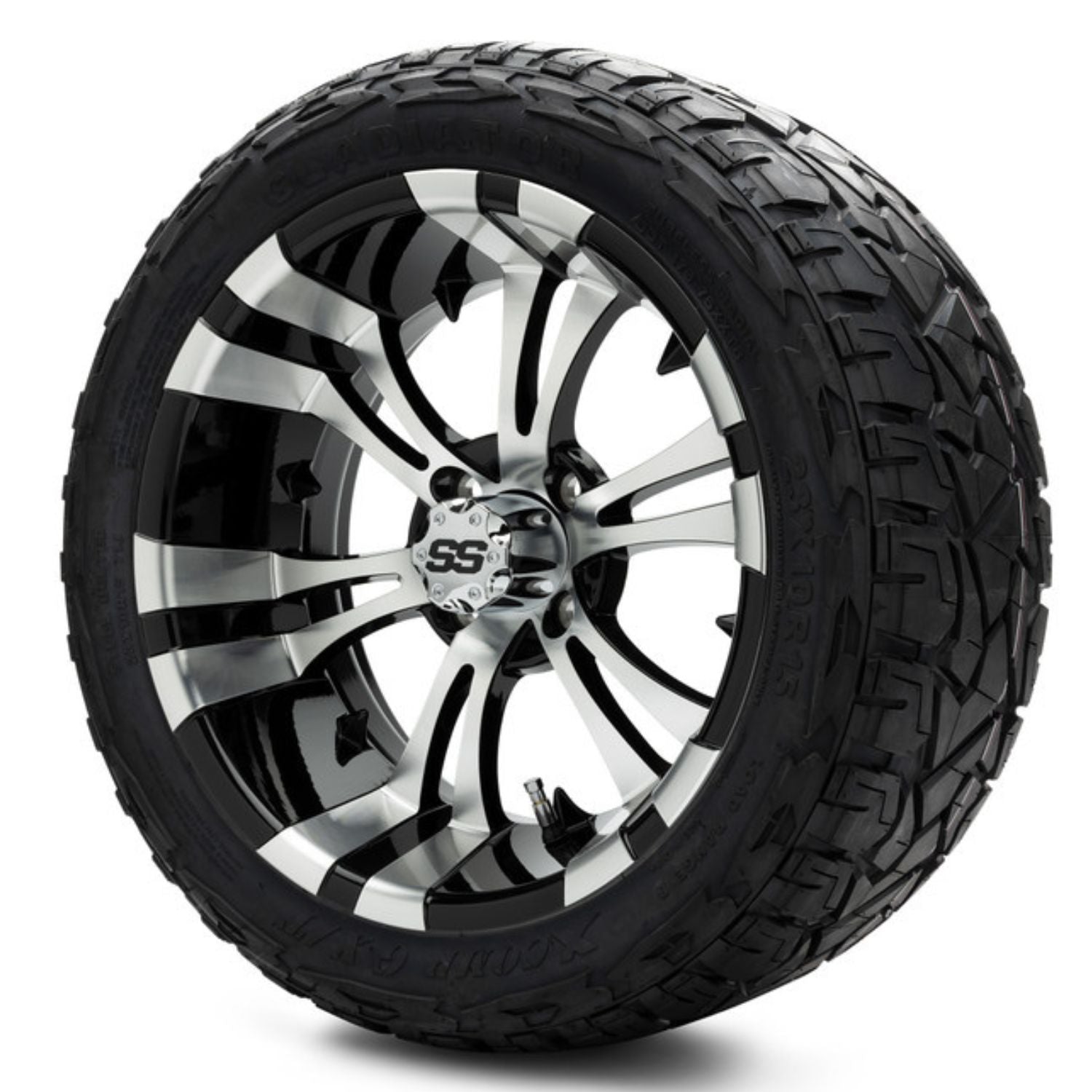 MODZ® 15" Vampire Machined Black Wheels & Off-Road Tires Combo (Xcomp Gladiator Steel Belted Radial 23x10-15)