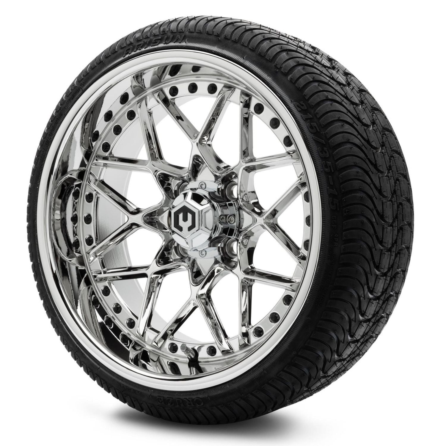 MODZ® 15" Formula Chrome Wheels & Street Tires Combo (Arisun Cruze 215/35-15)