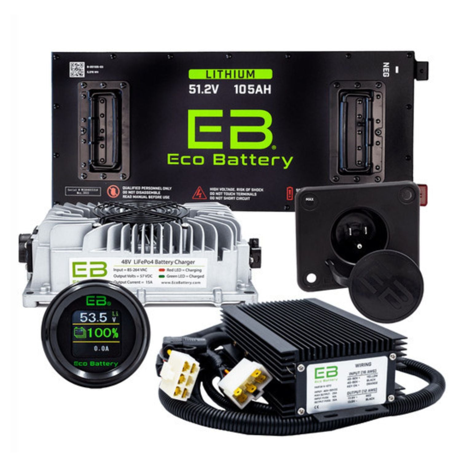 Eco Battery 48V - 105AH Gen3 "Skinny" Lithium Battery Combo - EZGO TXT