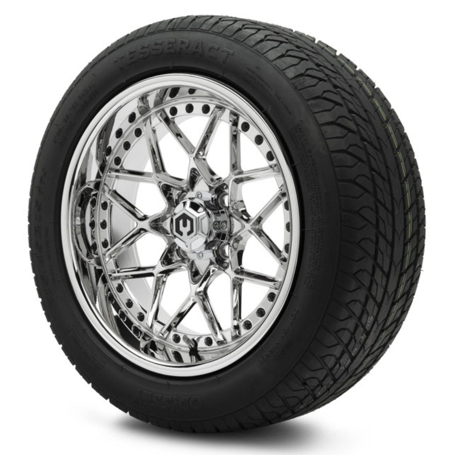MODZ® 15" Formula Chrome Wheels & Street Tires Combo (Odyssey Tesseract Steel-Belted Radial 215/45-R15)