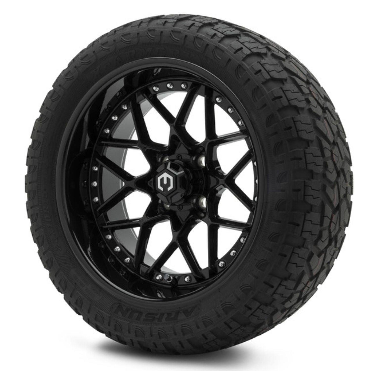 MODZ® 15" Formula Glossy Black Wheels & Off-Road Tires Combo (Arisun X-Armory Steel Belted Radial 23x10-15)