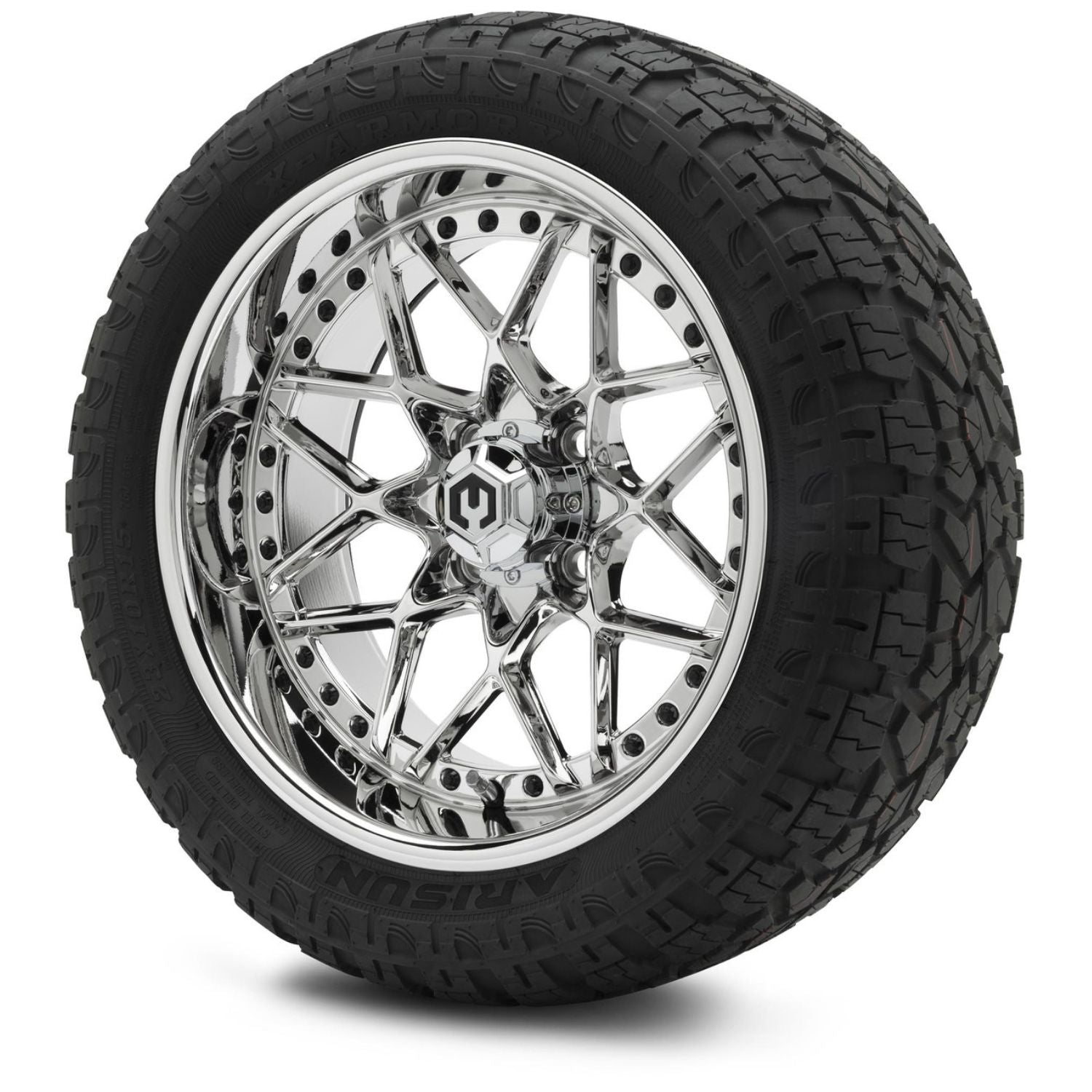 MODZ® 15" Formula Chrome Wheels & Off-Road Tires Combo (Arisun X-Armory Steel Belted Radial 23x10-15)