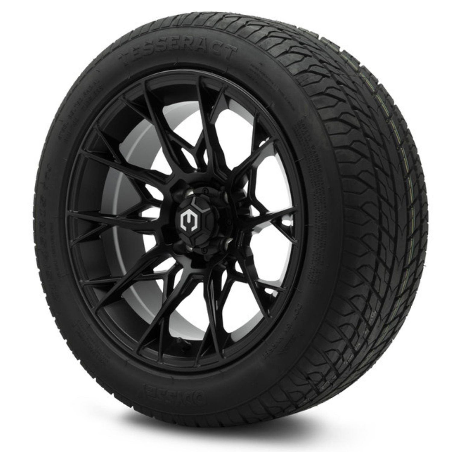 MODZ® 15" Chaos Matte Black Wheels & Street Tires Combo (Odyssey Tesseract Steel-Belted Radial 215/45-R15)
