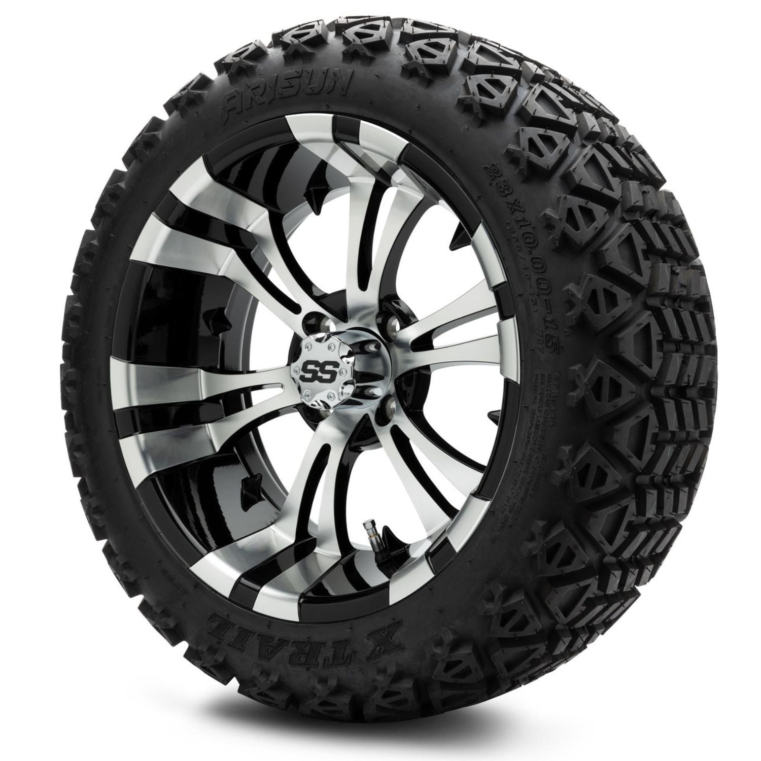 MODZ® 15" Vampire Machined Black Wheels & Off-Road Tires Combo (Arisun X-Trail All-Terrain 23x10-15)