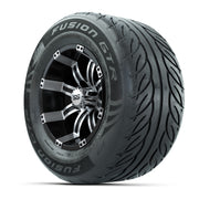 GTW® Tempest Black/Machined 12 in Wheels with 255/55-R12 Fusion GTR Steel Belt Radial Street Tires – Full Set