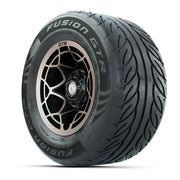 GTW® Nexus Black with Bronze Face 12 in Wheels with 255/55-R12 Fusion GTR Steel Belt Radial Street Tires – Full Set
