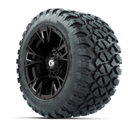 GTW® Vandal Matte Black/Machined 12 in Wheels with 22X11-R12 Nomad Steel Belt Radial All-Terrain Tires – Full Set
