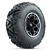 GTW® Nexus Black/Silver 12 in Wheels with 25X10-12 Barrage Mud Tires – Full Set