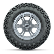 GTW® Spyder Silver Brush 12 in Wheels with 23X10.5-12 Predator All-Terrain Tires – Full Set