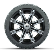 GTW Tempest Black and Machined 12 in Wheels with 18in Fusion Street Tires – Set of 4