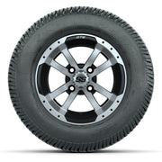 GTW® Storm Trooper Black/Machined 12 in Wheels with 255/50-12 Excel Classic Street Tires – Full Set