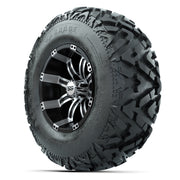 GTW® Tempest Black/Machined 12 in Wheels with 25X10-12 Barrage Mud Tires – Full Set
