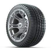 GTW® Spyder Silver Brush 12 in Wheels with 205/30-12 Fusion Street Tires – Full Set