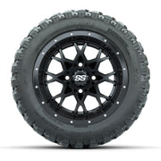 GTW® Vortex 2 Matte Black 12 in Wheels with 22X11-R12 Nomad Steel Belt Radial All-Terrain Tires – Full Set