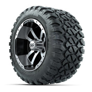 GTW® Storm Trooper Black/Machined 12 in Wheels with 22X11-R12 Nomad Steel Belt Radial All-Terrain Tires – Full Set