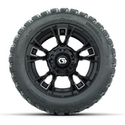 GTW® Vandal Matte Black/Machined 12 in Wheels with 20X10-12 Nomad Steel Belt Radial All-Terrain Tires – Full Set
