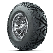 GTW® Shogun Chrome 12 in Wheels with 25X10-12 Barrage Mud Tires – Full Set